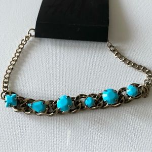 H&M Blue Stone Chain Bracelet - Gold/Blue